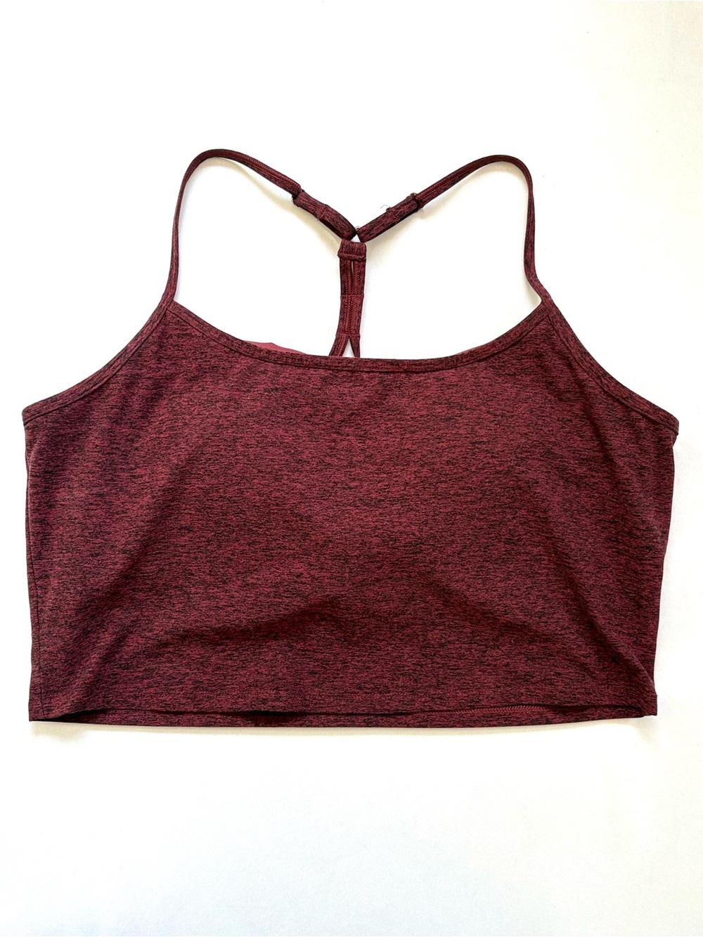 Calia Women’s Large Lustralux Padded Bra Cropped Cami Tank Top Maroon Heather  *